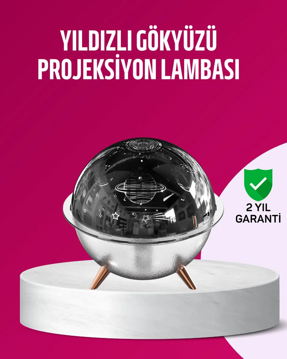 Uzay Temalı Projeksiyonlu Nemlendirici USB Gece Lambası - Galaksi Işık Efekti