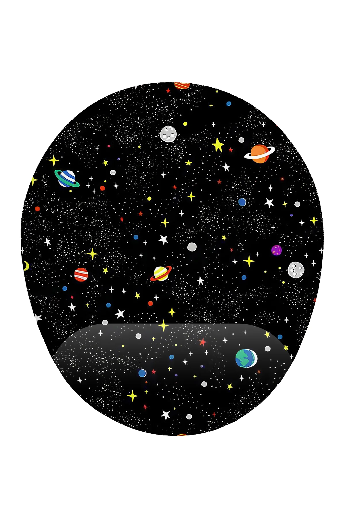Uzay ve Gezegen Desenli Bilek Destekli Mouse Pad Ergonomik Kaymaz