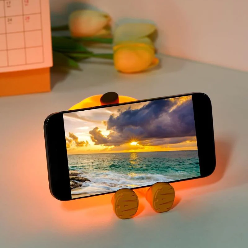 Üzgün Balkabağı Tasarımlı Gece Lambası - Silikon - Telefon Tutucu