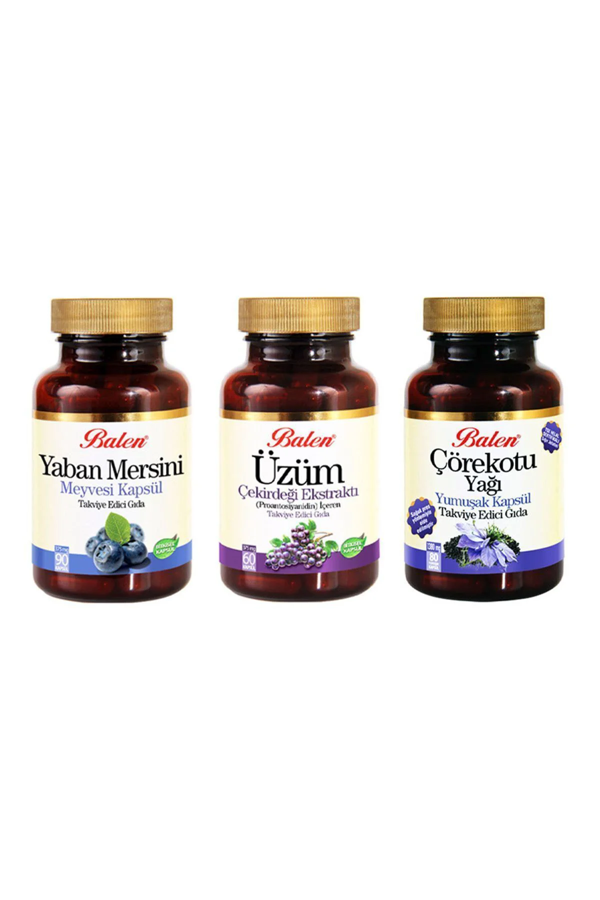 Üzüm Çekirdeği Yaban Mersini Çörekotu Yağı Kapsülü