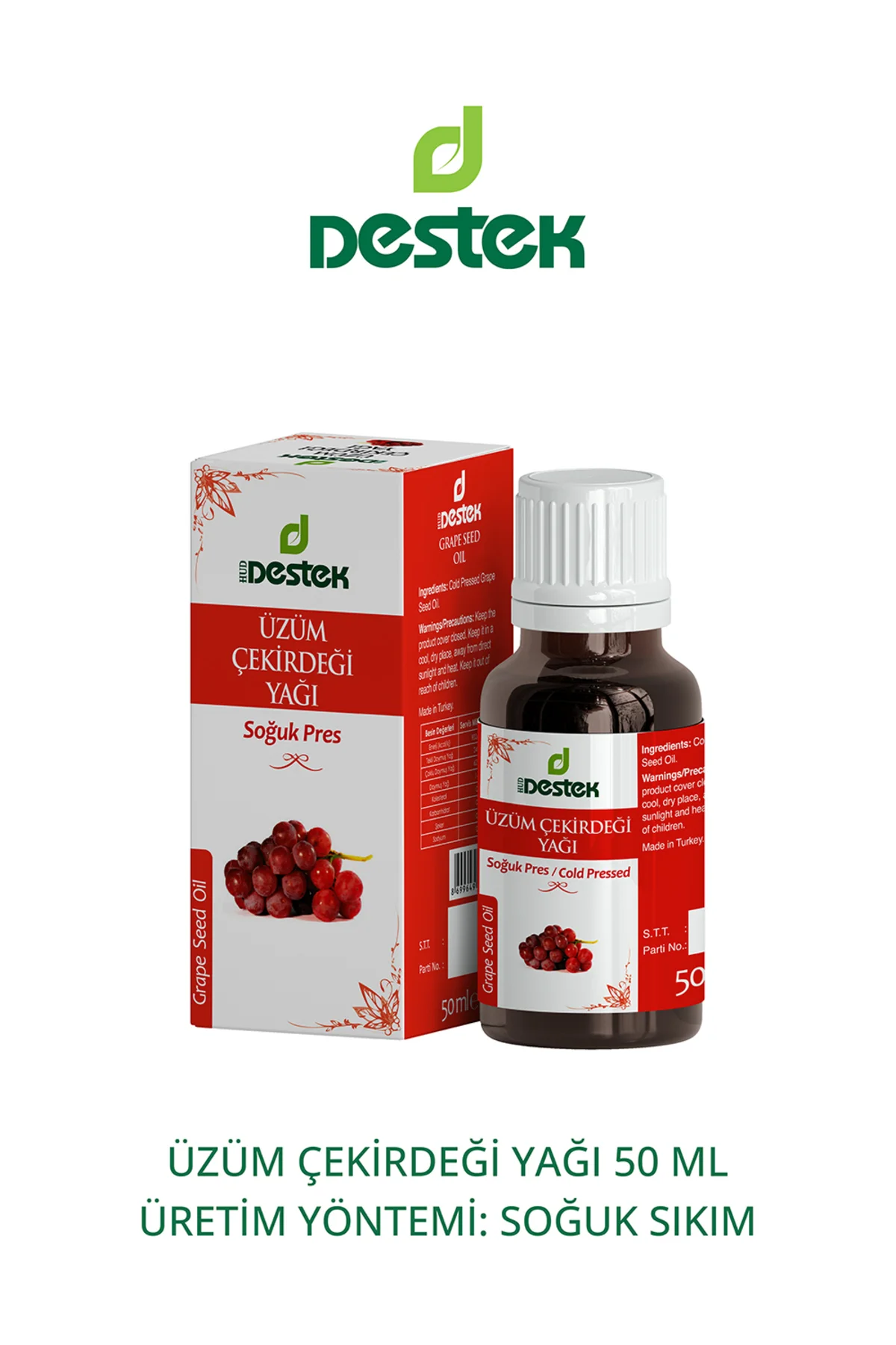 Üzüm Çekirdeği Yağı 50 ml Soğuk Pres