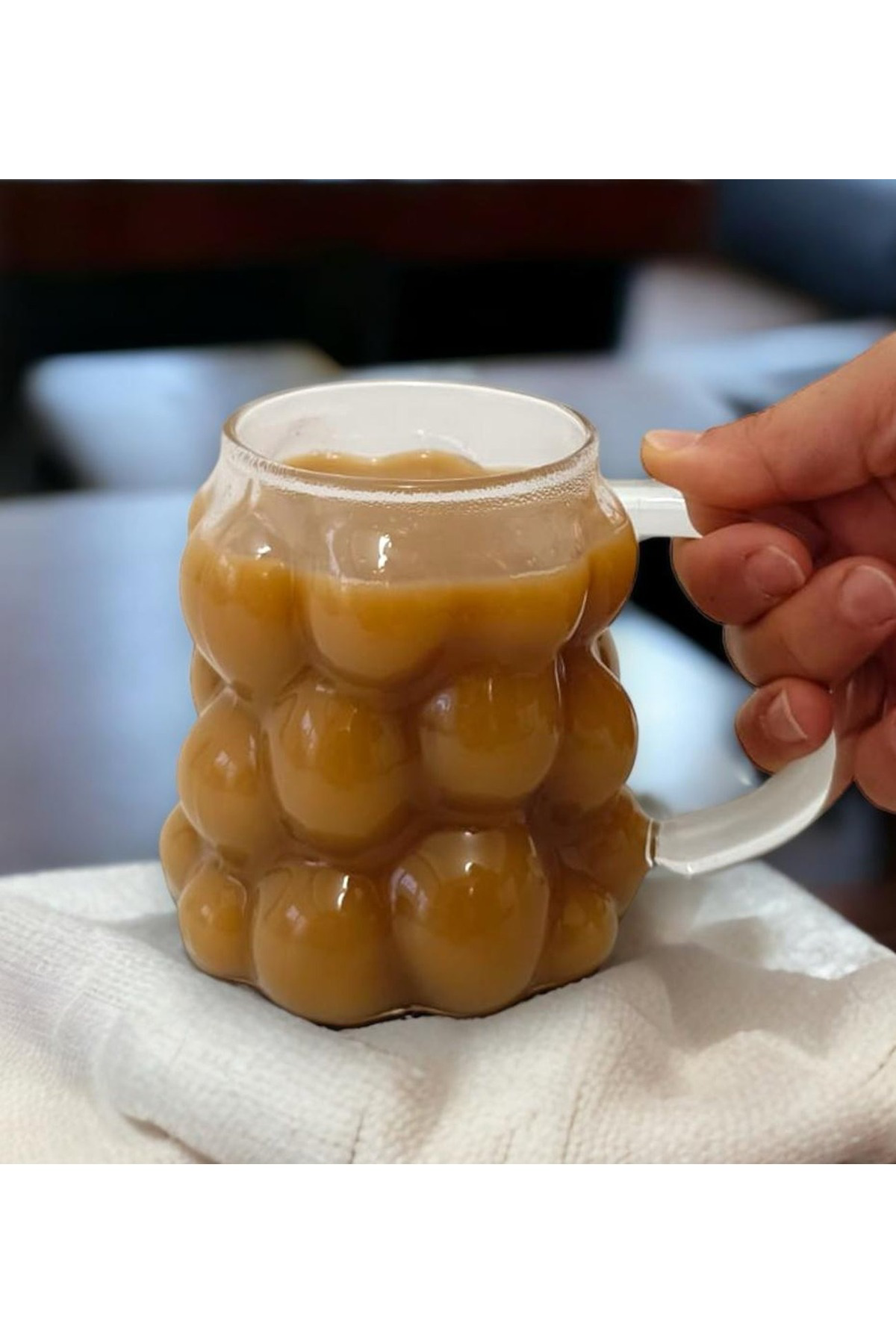 Elif Aksesuar Üzümlü Kulplu Borosilikat Cam Bardak