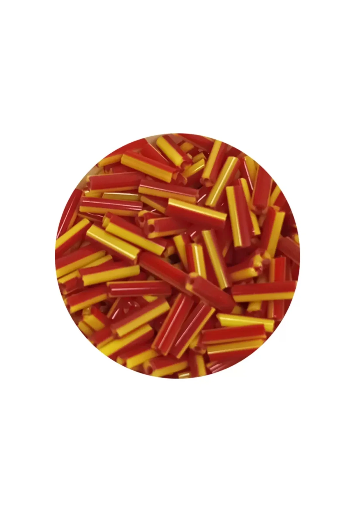 Uzun Boru Kesme Boncuk Çap 2mm Uzunluk 10 mm - 20 Gram - Sarı Kır