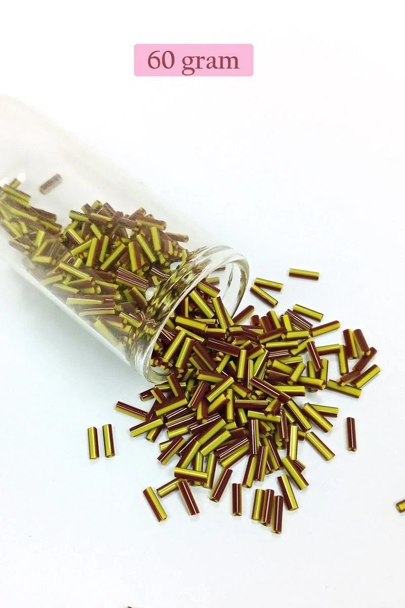 Uzun Boru Kesme Boncuk - 2mm Çap 10mm Uzunluk, Koyu Kırmızı Sarı, 60 Gram | El Yapımı Takı ve Aksesuar