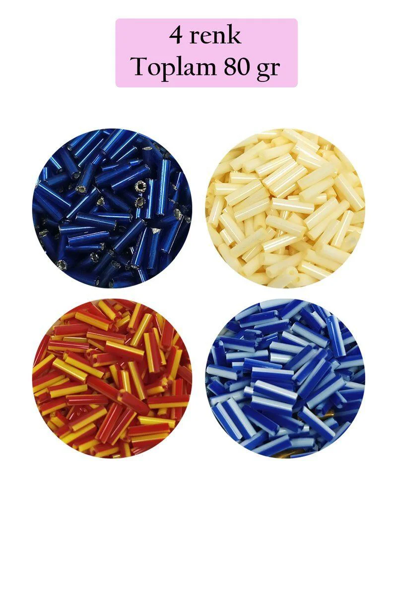 Uzun Boru Kesme Boncuk 2mm x 10mm - 4 Renk, 80gr - BNC428 Fiyatı, Yorumları ve Özellikleri