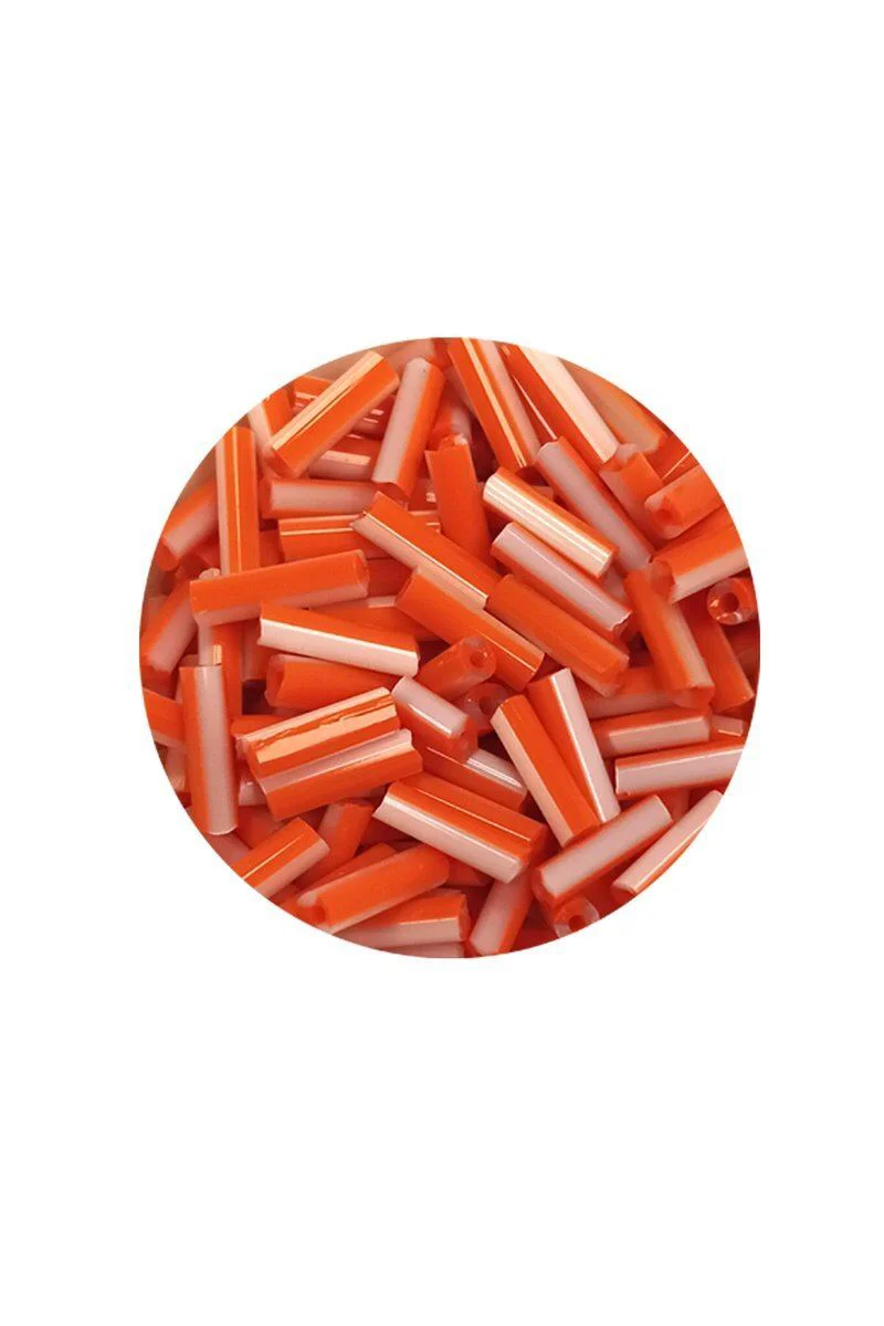 Uzun Boru Kesme Boncuk 2mm x 10mm - Turuncu Beyaz 60g | El Yapımı Takı ve Oya İçin Fiyatı, Yorumları ve Özellikleri