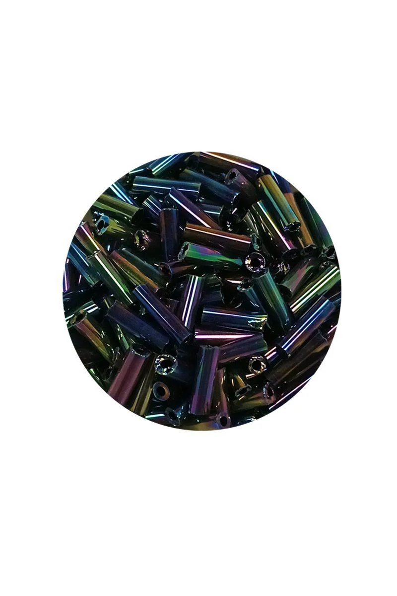 Uzun Boru Kesme Boncuk - Çap 2mm Uzunluk 10mm Mavi Yeşil 60g - El İşleri & Aksesuar Yapımı