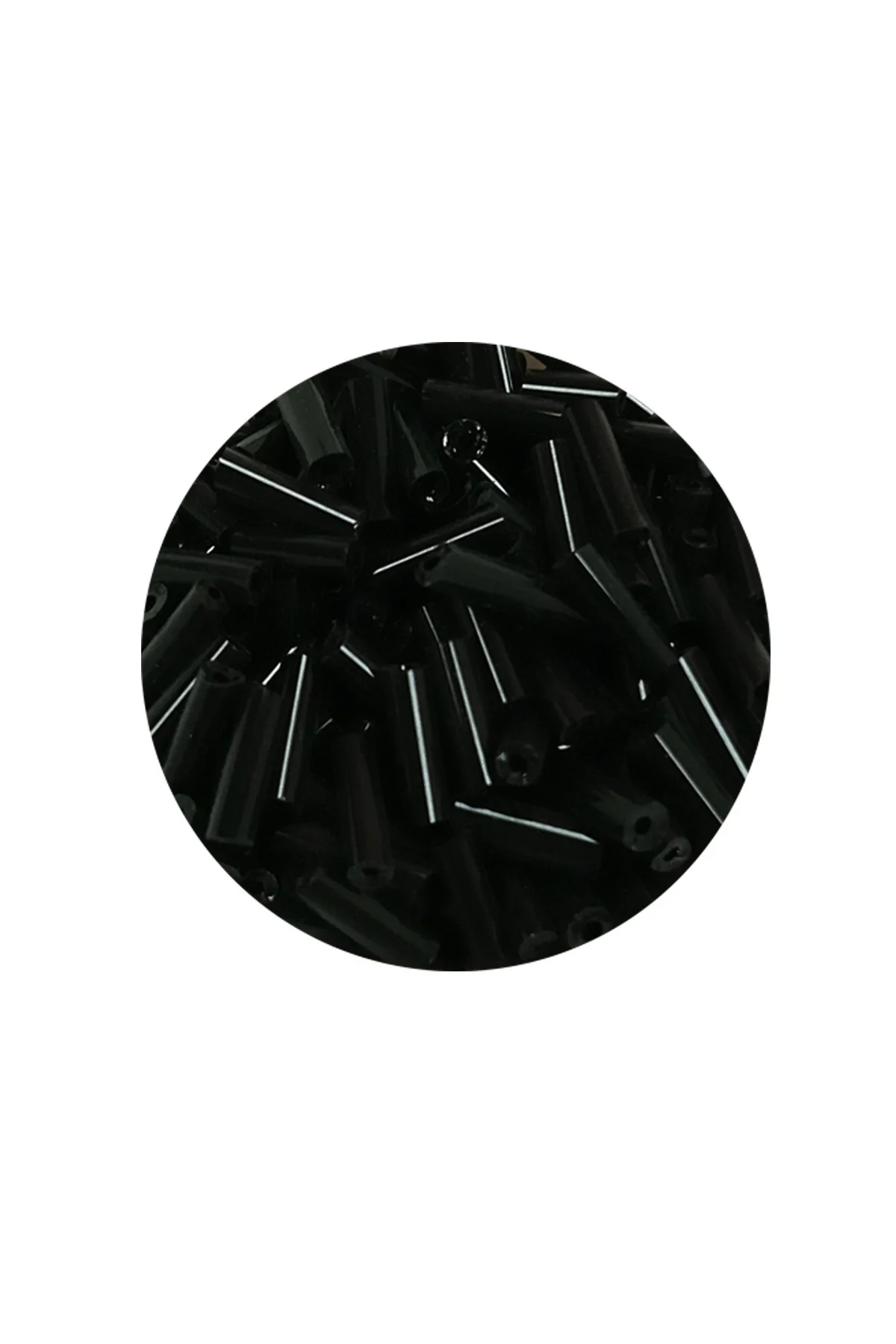 Uzun Boru Kesme Boncuk Çap 2mm Uzunluk 10 mm - 60 Gram - Siyah - 
