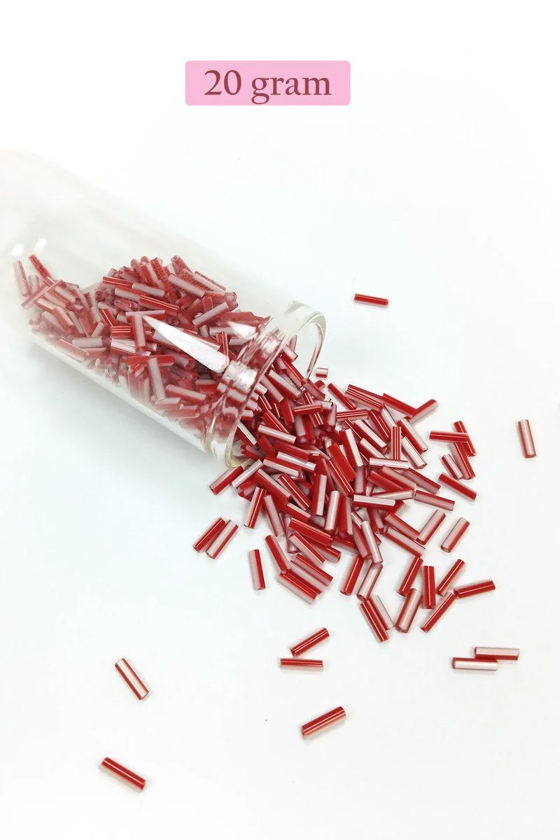 Uzun Boru Kesme Boncuk 2mm x 10mm – Kırmızı Beyaz 20g – El İşleri & Takı Yapımı Fiyatı, Yorumları ve Özellikleri
