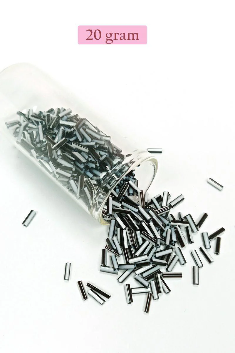 Uzun Boru Kesme Boncuk 2mm x 10mm - Siyah Beyaz 20g | Takı Yapım Boncuğu Fiyatı, Yorumları ve Özellikleri