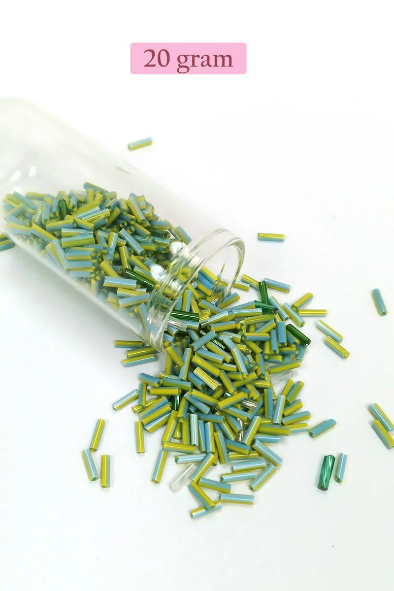 Uzun Boru Kesme Boncuk 2mm x 10mm - Yeşil Mavi 20gr | El İşleri ve Takı Yapımı Fiyatı, Yorumları ve Özellikleri