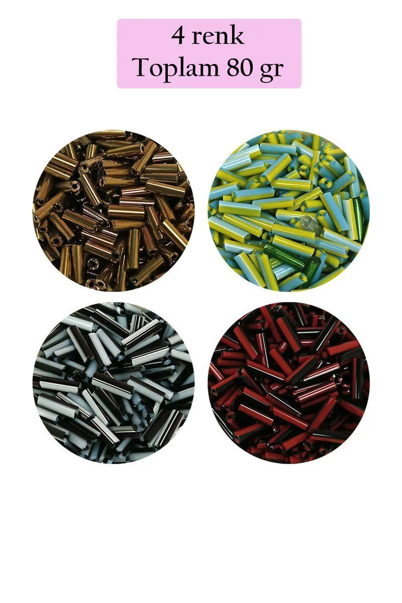 Uzun Boru Kesme Boncuk 2mm x 10mm - 4 Renk 80gr - El Yapımı Takı Üretimi İçin Fiyatı, Yorumları ve Özellikleri