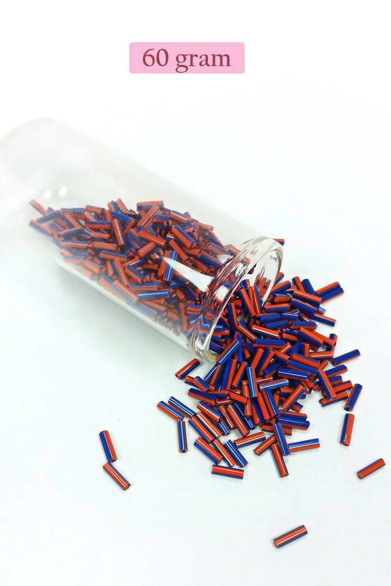 Uzun Boru Kesme Boncuk 2mm x 10mm - Turuncu Mavi, 60g - El Yapımı Takı ve Aksesuar Boncuk Fiyatı, Yorumları ve Özellikleri