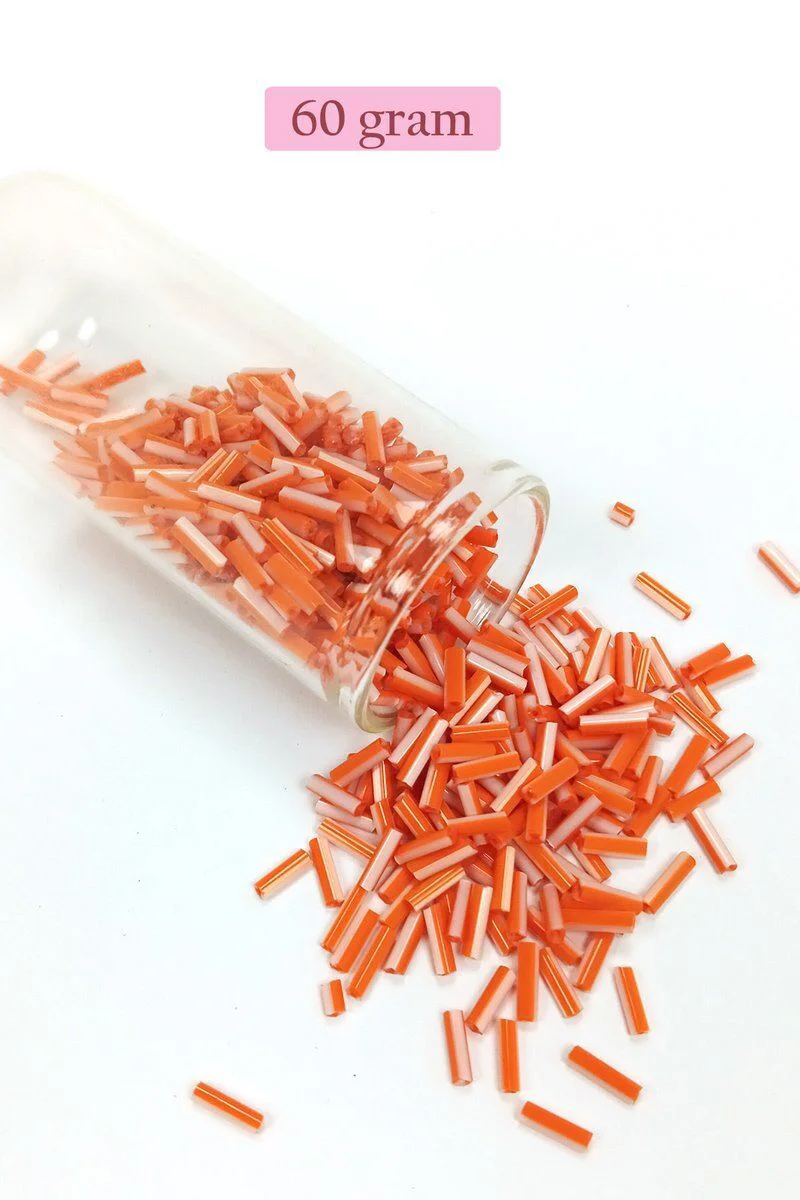 Uzun Boru Kesme Boncuk 2mm x 10mm - Turuncu Beyaz 60g | El Yapımı Takı ve Oya İçin Fiyatı, Yorumları ve Özellikleri
