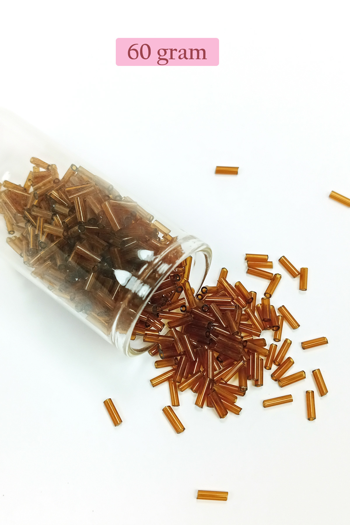 Just Cheap Store Uzun Boru Kesme Boncuk Çap 2Mm Uzunluk 10 Mm - 60 Gram - Şeffaf K