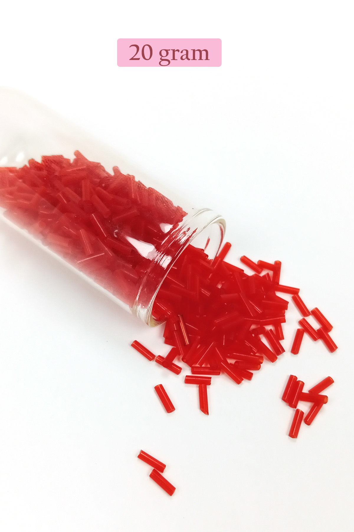 Uzun Boru Kesme Boncuk Çap 2mm Uzunluk 10 mm - 20 Gram - Kırmızı 