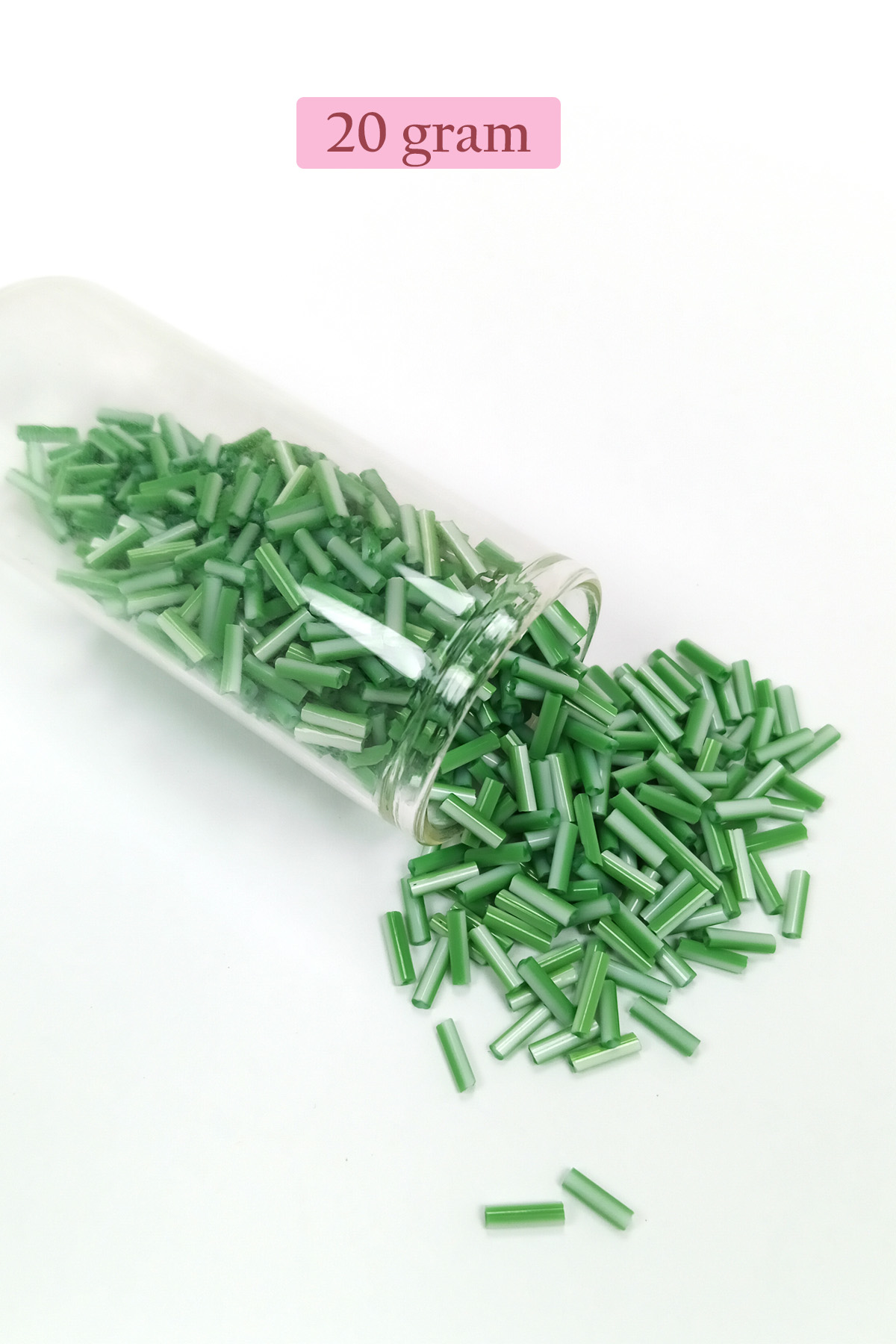 Uzun Boru Kesme Boncuk Çap 2mm Uzunluk 10 mm - 20 Gram - Yeşil Be