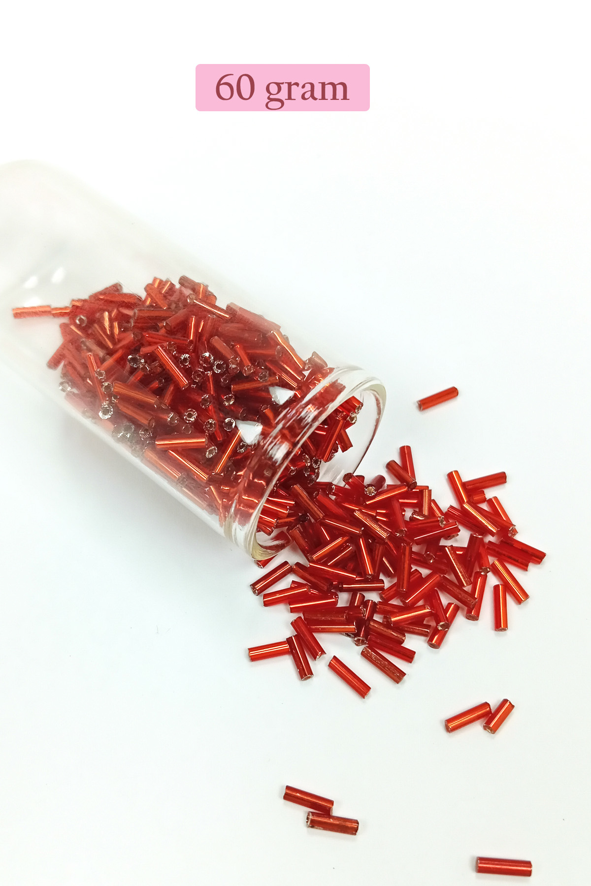 Uzun Boru Kesme Boncuk Çap 2mm Uzunluk 10 mm - 60 Gram - Şeffaf K