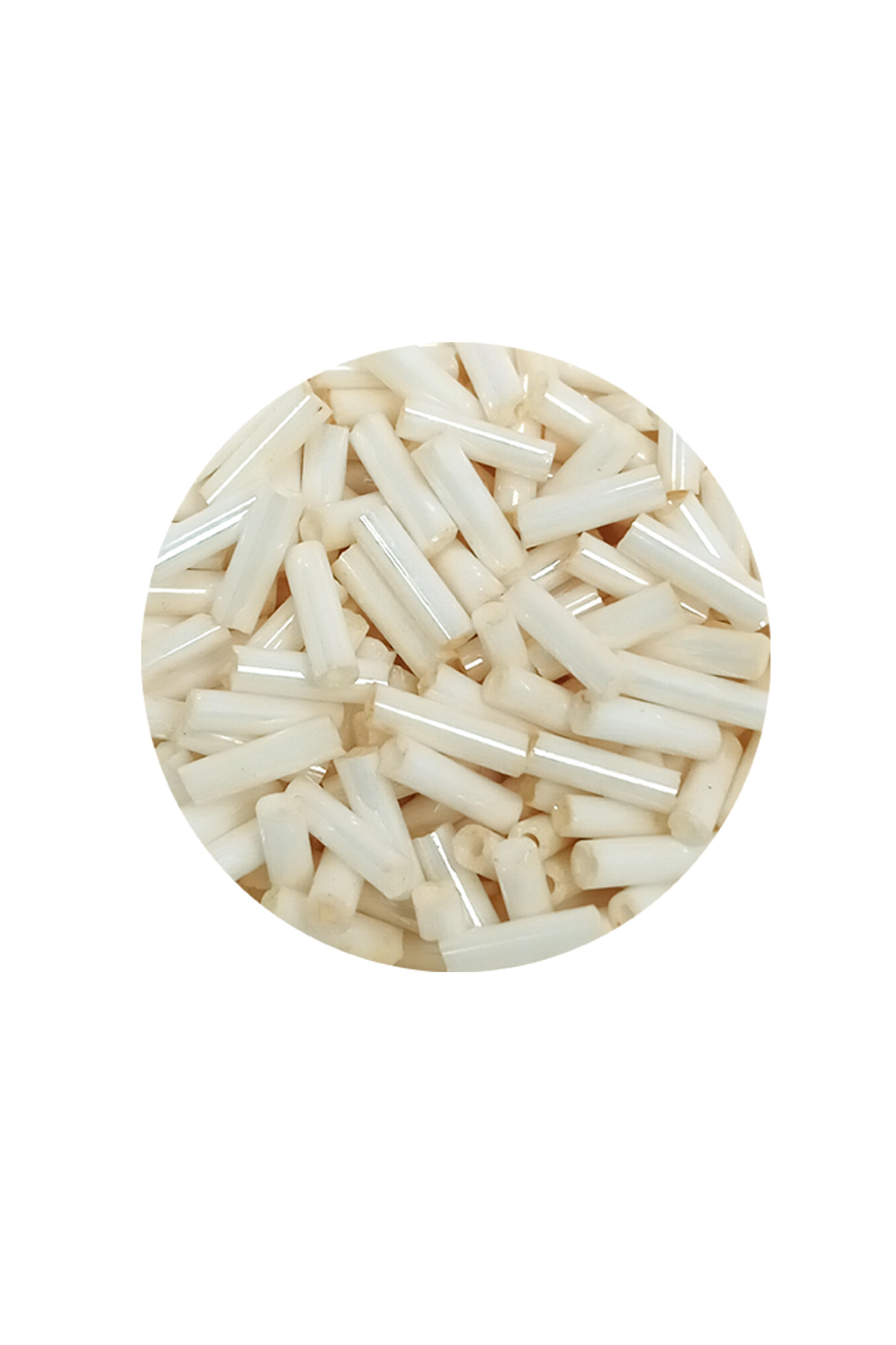 Uzun Boru Kesme Boncuk Çap 2mm Uzunluk 10 mm - 60 Gram - Açık Kre