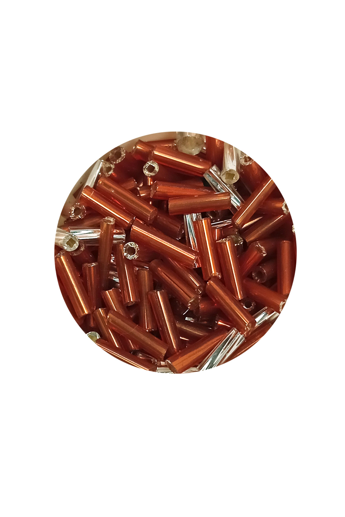Uzun Boru Kesme Boncuk Çap 2mm Uzunluk 10 mm - 60 Gram - Kahveren