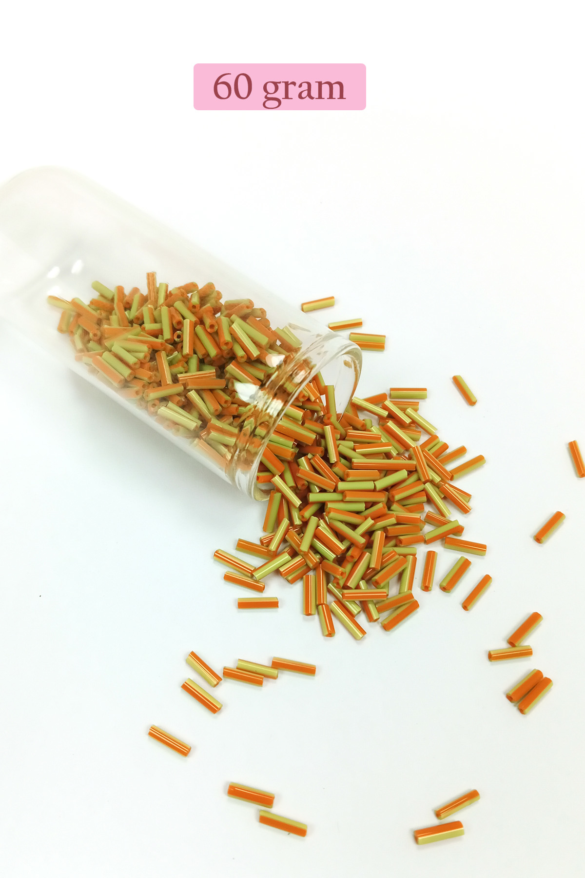 Uzun Boru Kesme Boncuk Çap 2mm Uzunluk 10 mm - 60 Gram - Yeşil Tu
