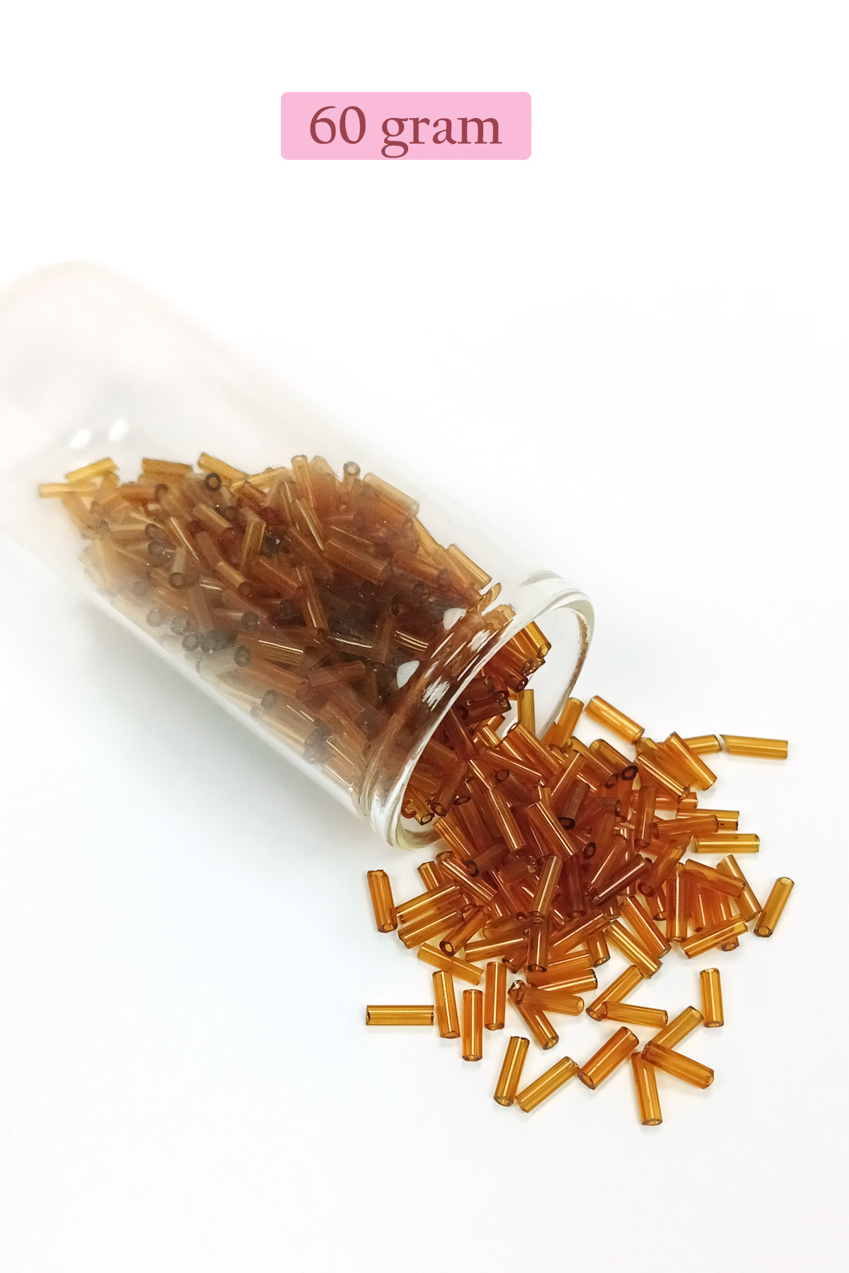 Uzun Boru Kesme Boncuk Çap 2mm Uzunluk 10 mm - 60 Gram - Şeffaf G