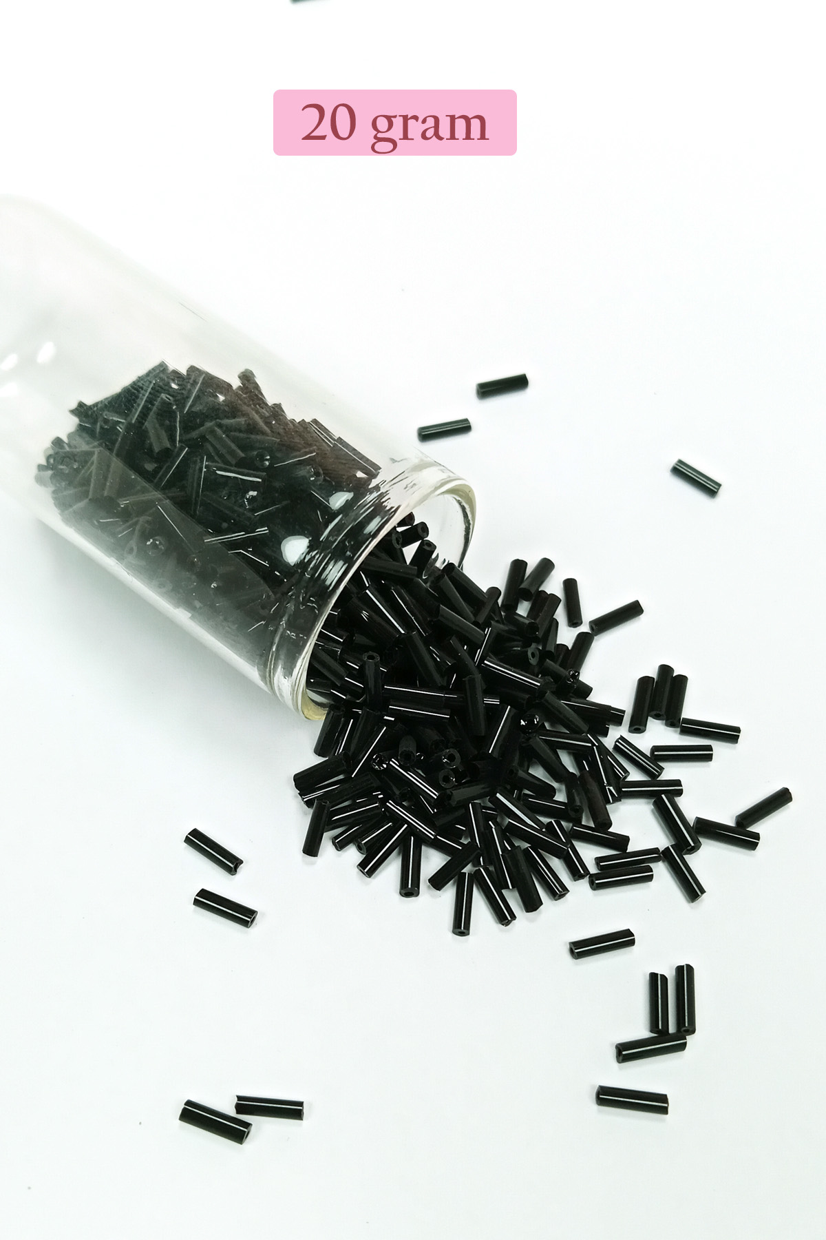 Uzun Boru Kesme Boncuk Çap 2mm Uzunluk 10 mm - 4 Renk - Toplam 80
