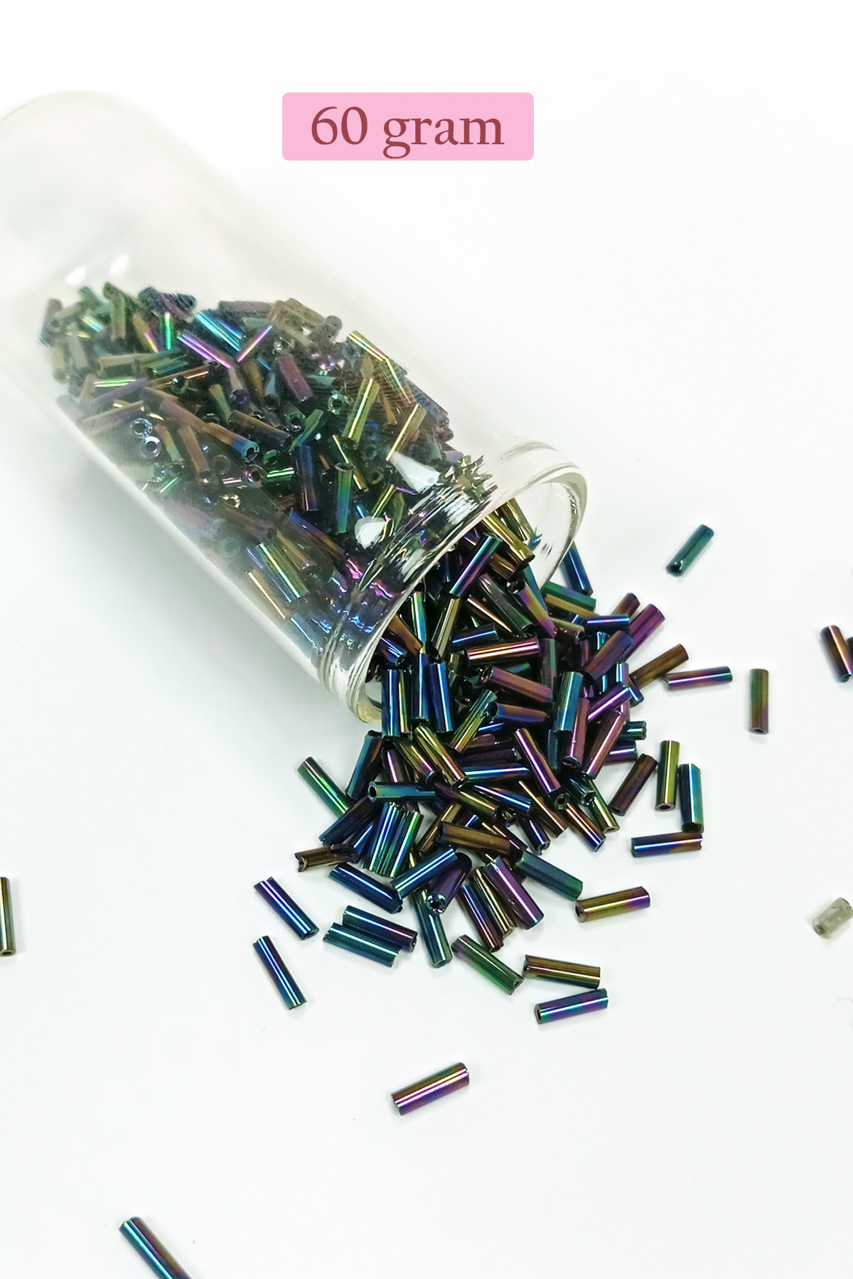 Uzun Boru Kesme Boncuk Çap 2mm Uzunluk 10 mm - 60 Gram - Mavi Yeş