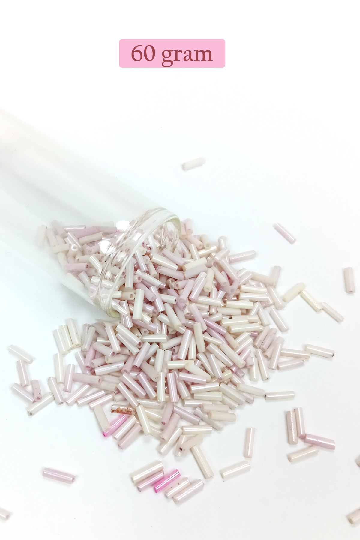 Uzun Boru Kesme Boncuk Çap 2mm Uzunluk 10 mm - 60 Gram - Mat Beya