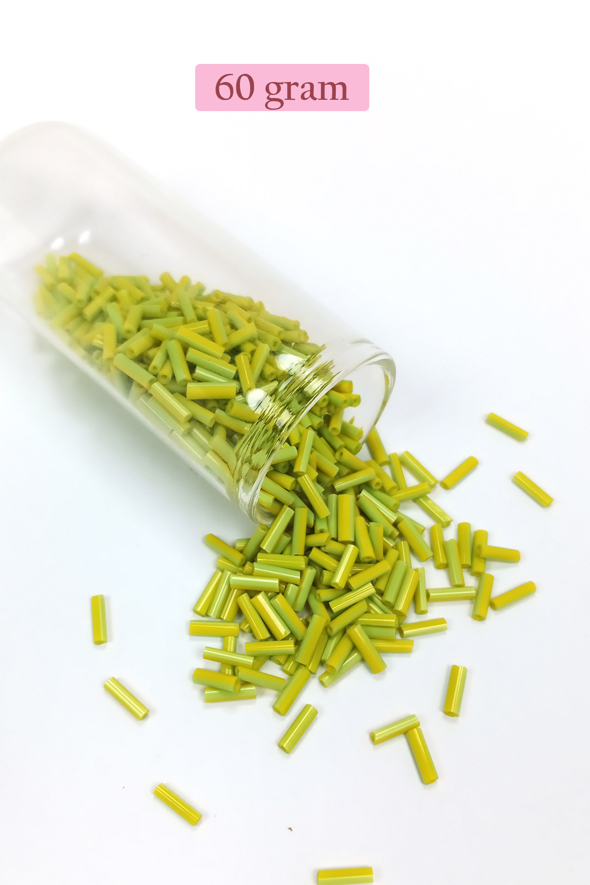 Uzun Boru Kesme Boncuk Çap 2mm Uzunluk 10 mm - 60 Gram - Yeşil - 
