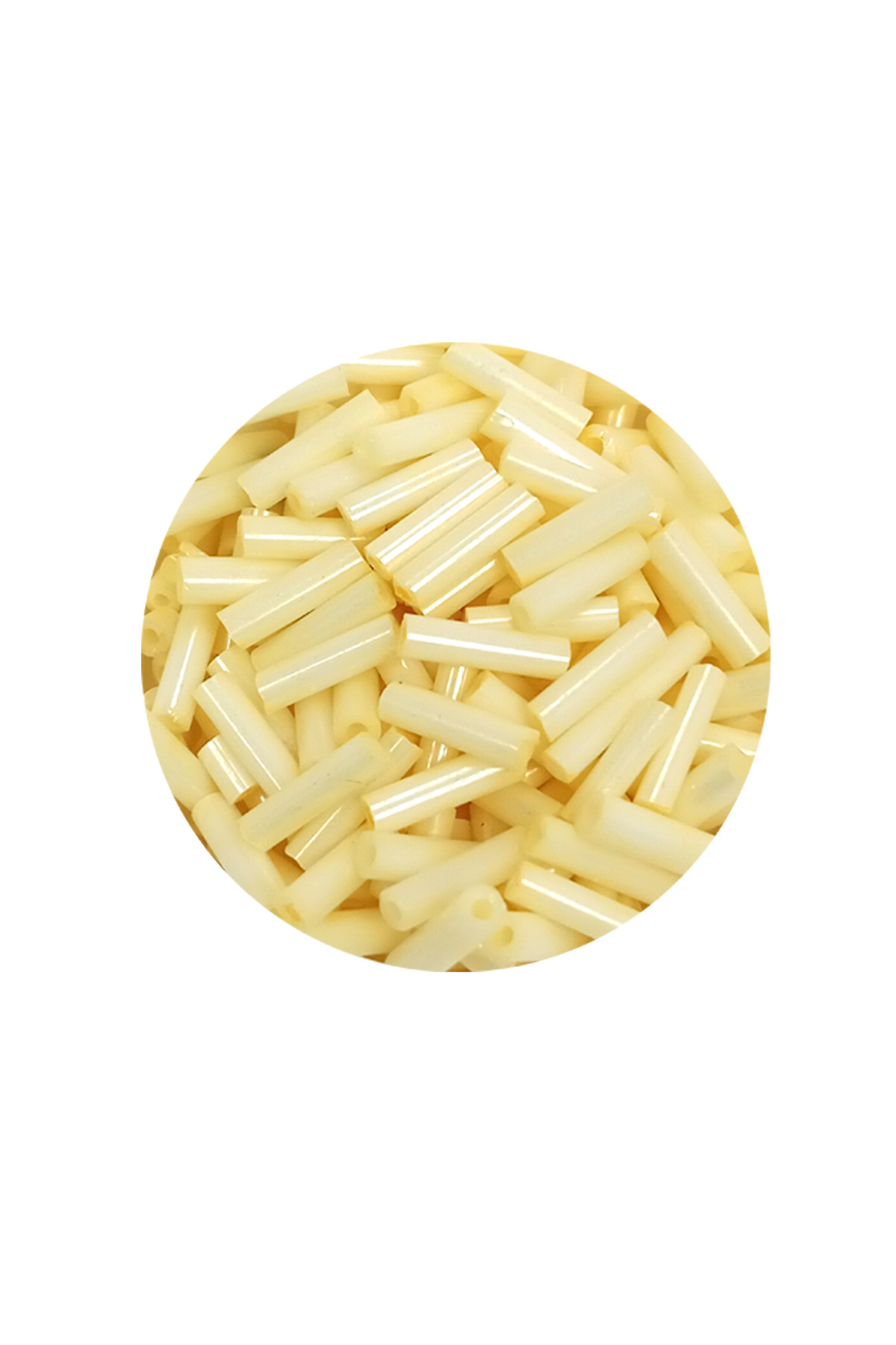 Uzun Boru Kesme Boncuk Çap 2mm Uzunluk 10 mm - 20 Gram - Krem - B