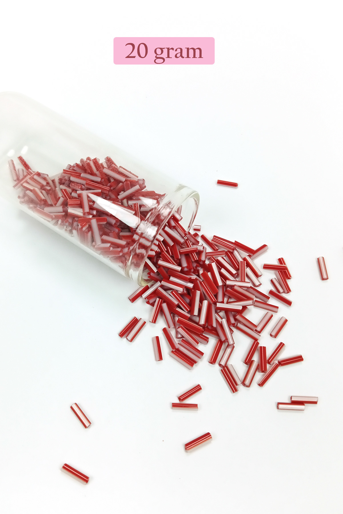 Uzun Boru Kesme Boncuk Çap 2mm Uzunluk 10 mm - 20 Gram - Kırmızı 