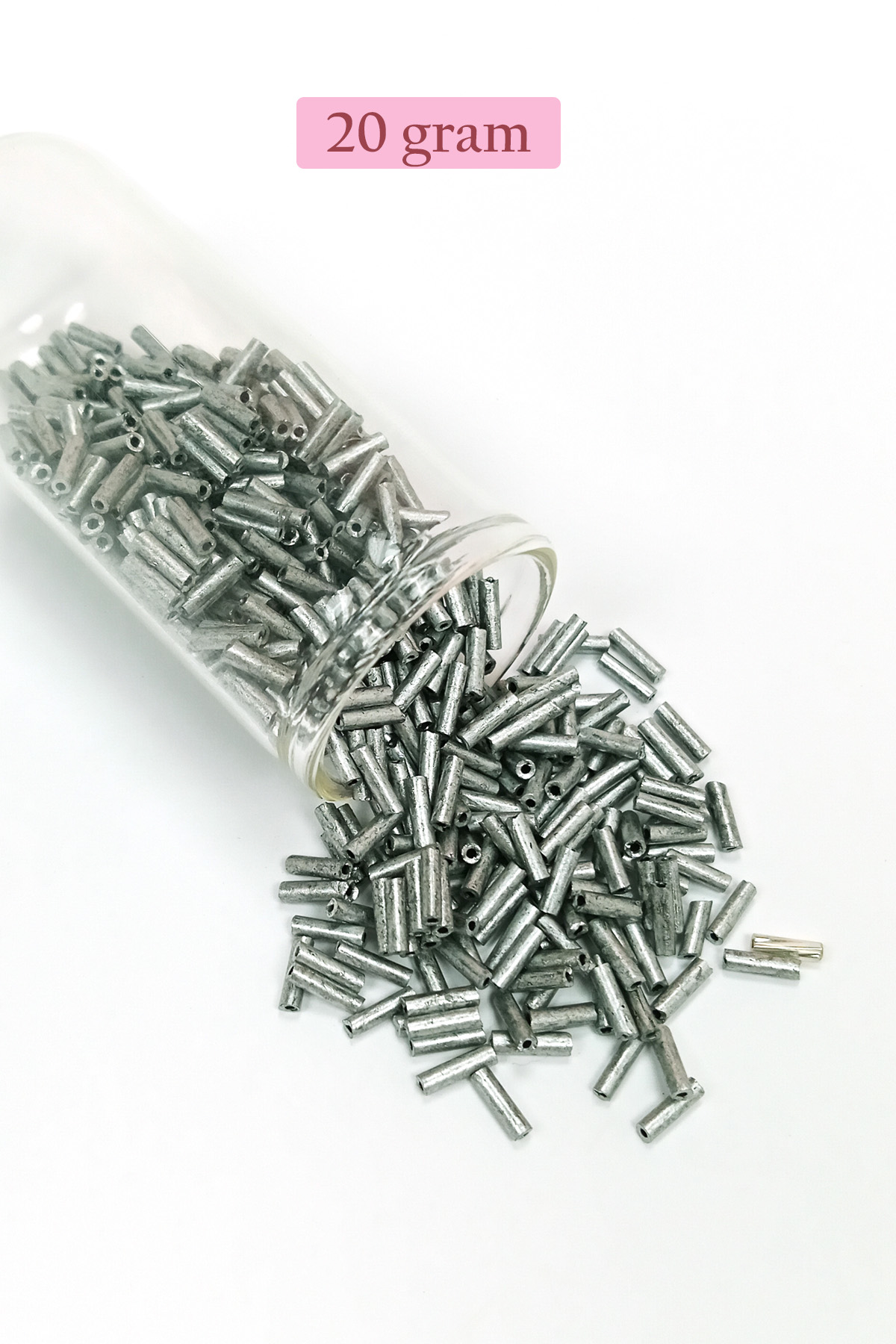 Uzun Boru Kesme Boncuk Çap 2mm Uzunluk 10 mm - 20 Gram - Desenli 