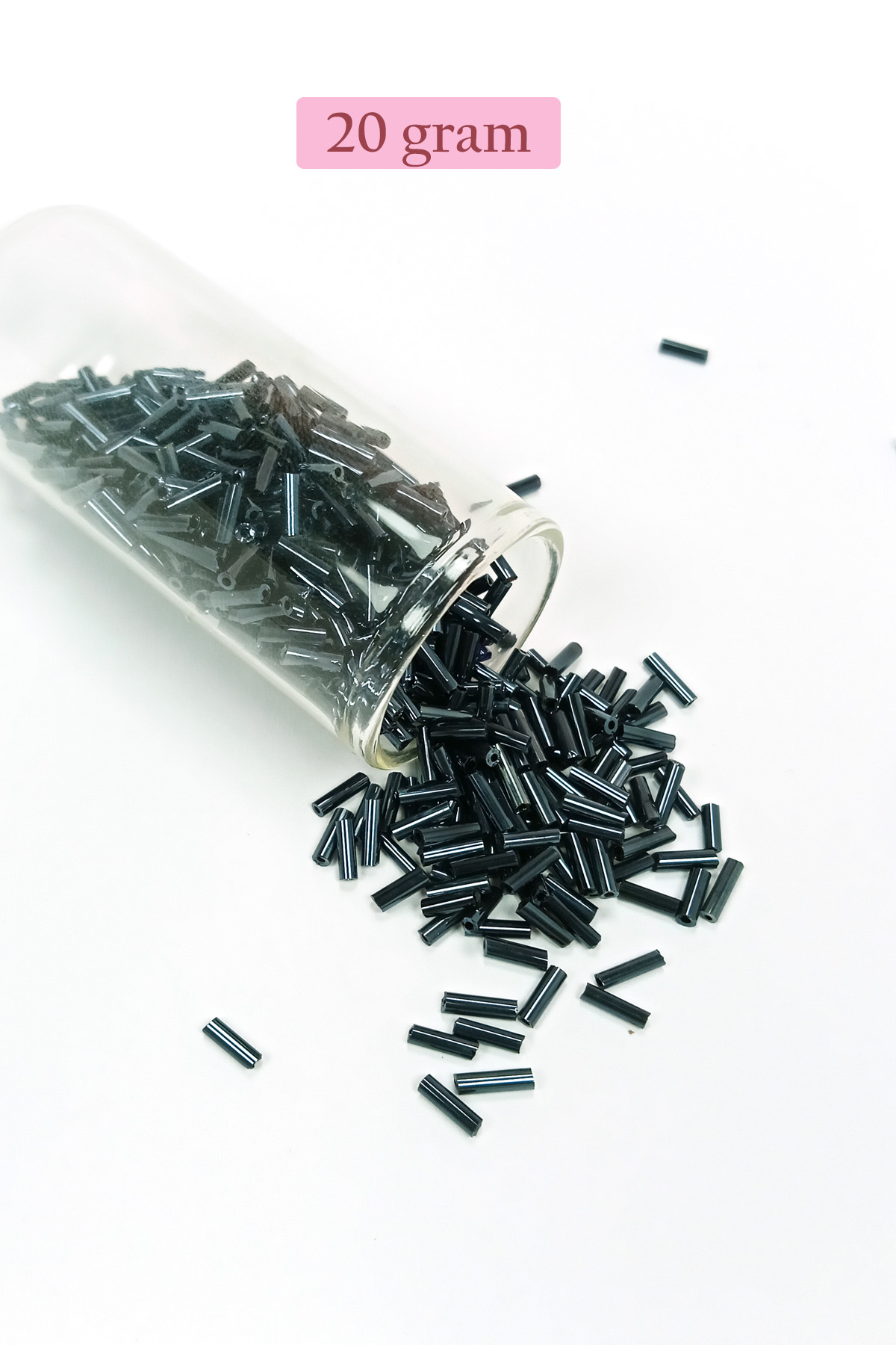 Uzun Boru Kesme Boncuk Çap 2mm Uzunluk 10 mm - 20 Gram - Koyu Yeş