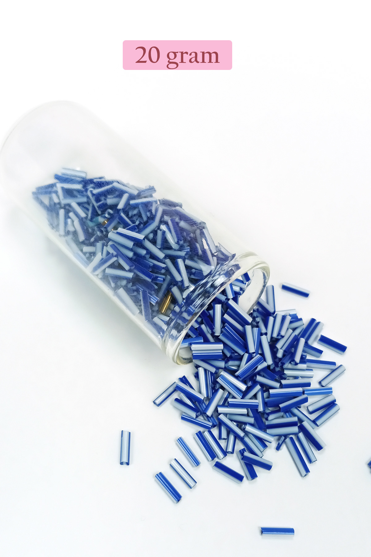 Uzun Boru Kesme Boncuk Çap 2mm Uzunluk 10 mm - 20 Gram - Mavi Bey