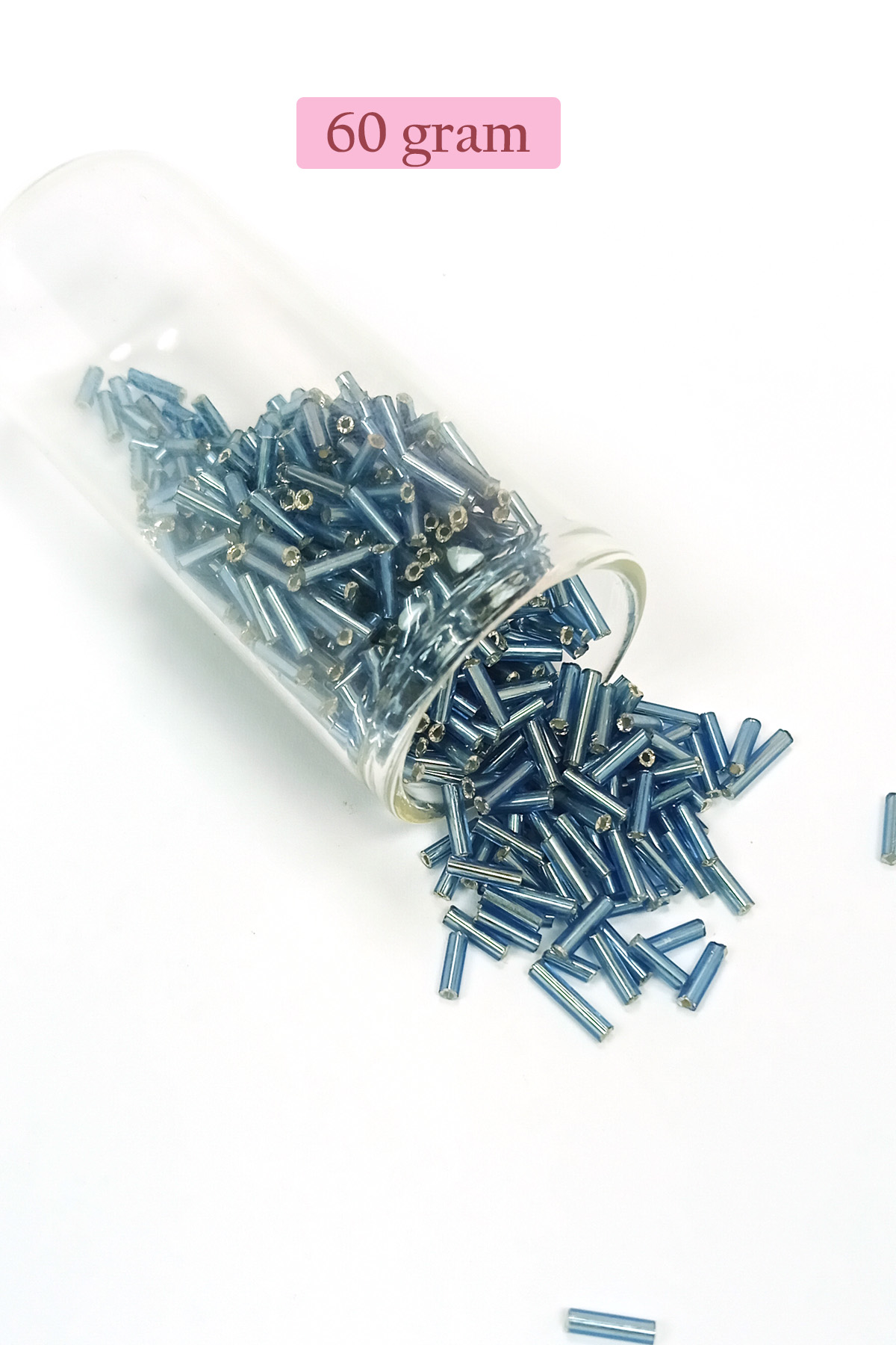 Uzun Boru Kesme Boncuk Çap 2mm Uzunluk 10 mm - 60 Gram - Camgöbeğ