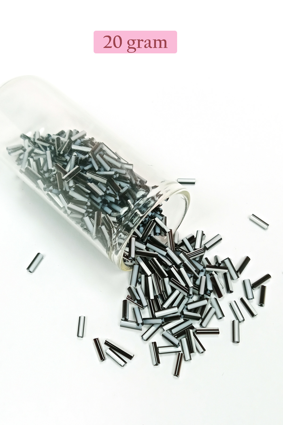 Uzun Boru Kesme Boncuk Çap 2mm Uzunluk 10 mm - 20 Gram - Siyah Be