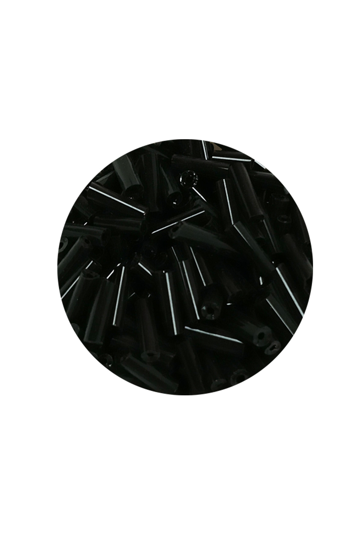 Uzun Boru Kesme Boncuk Çap 2mm Uzunluk 10 mm - 60 Gram - Siyah - 
