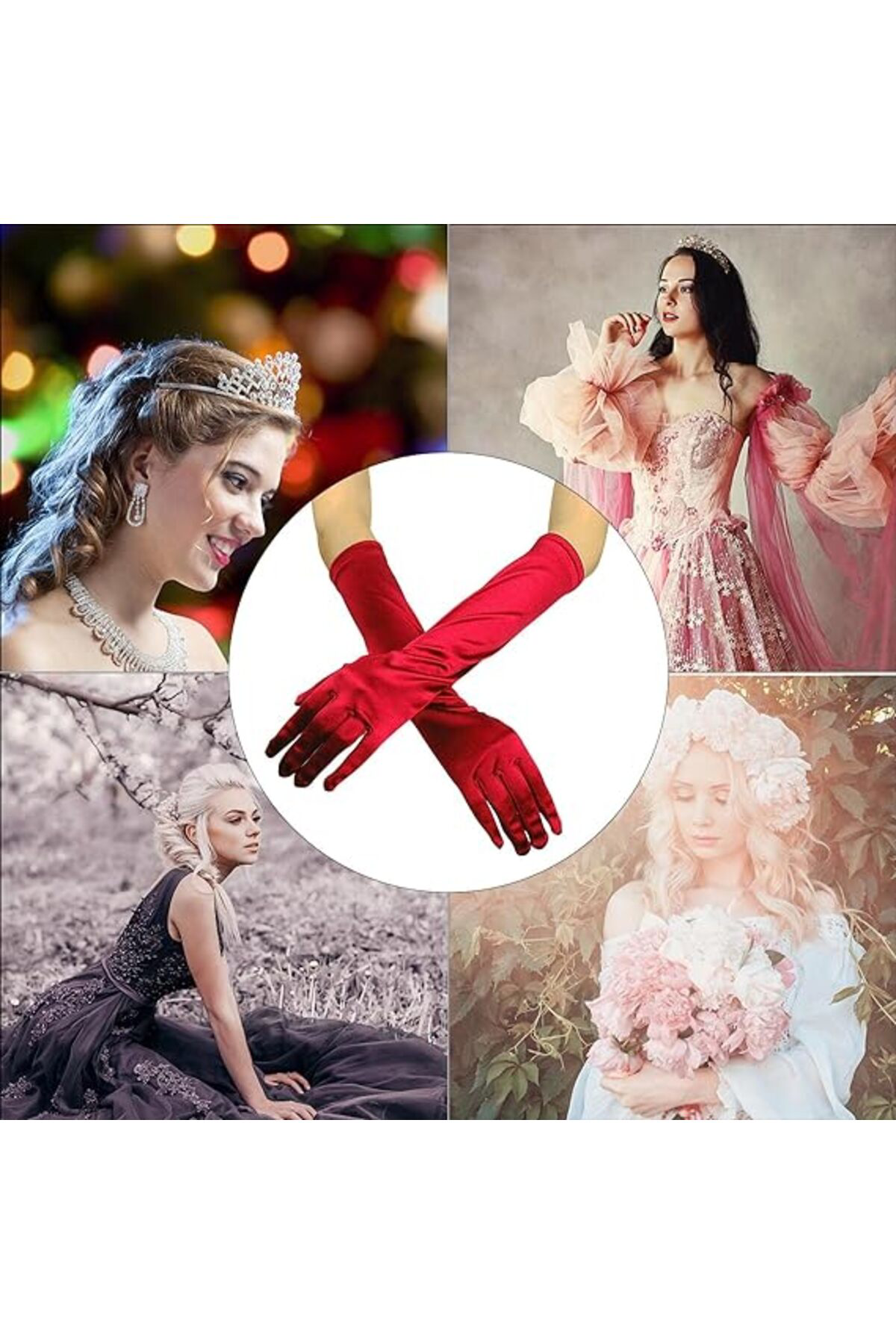 	 Antenato Uzun Boy Ekstra Parlak Saten Eldiven Kırmızı Renk