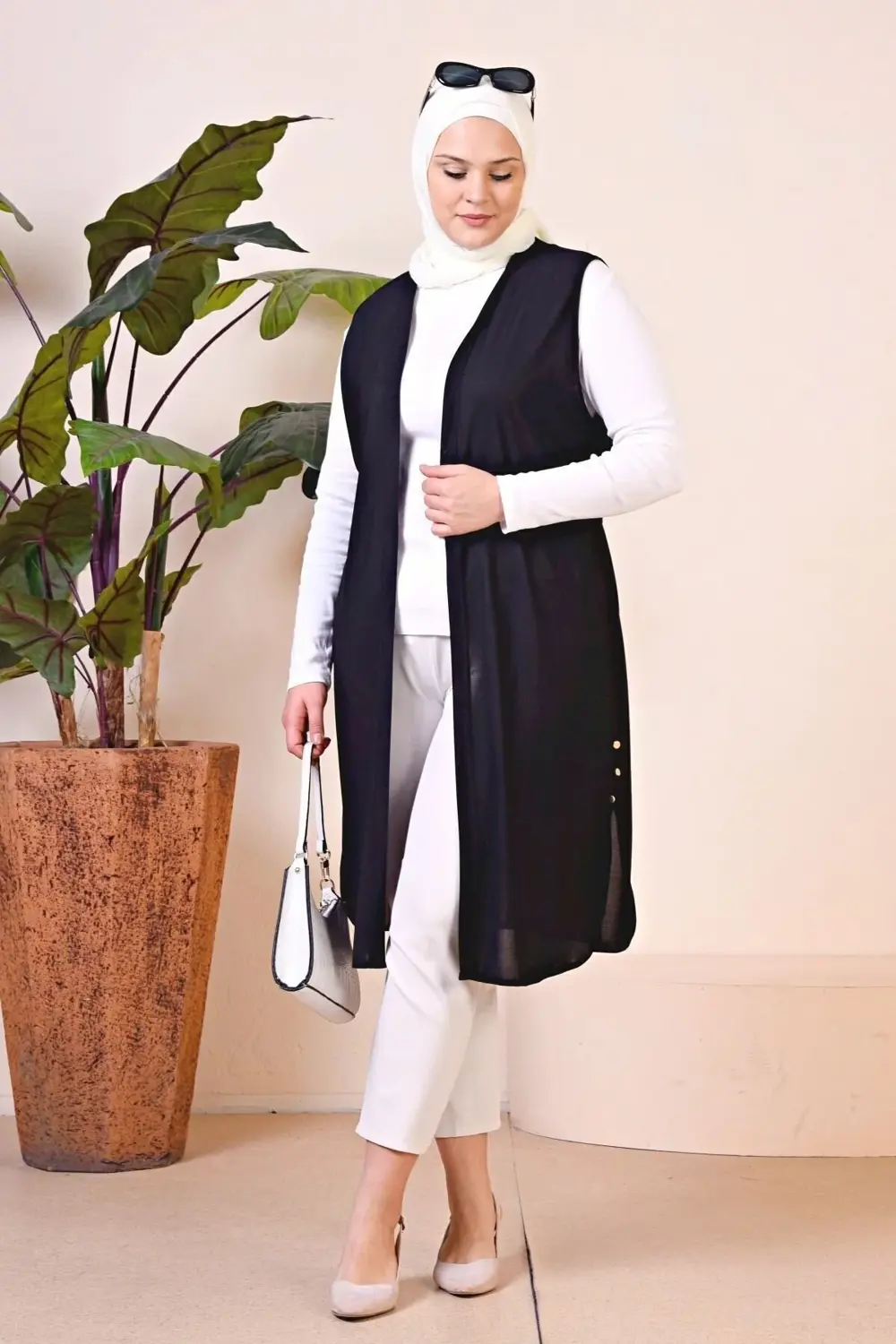 Uzun Buyuk Beden Yelek Kadin Hermevsim