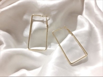 UZUN DİKDÖRTGEN GEOMETRİK ŞEKİL ARKASI KAPALI HALKA KÜPE-HKGEŞE9