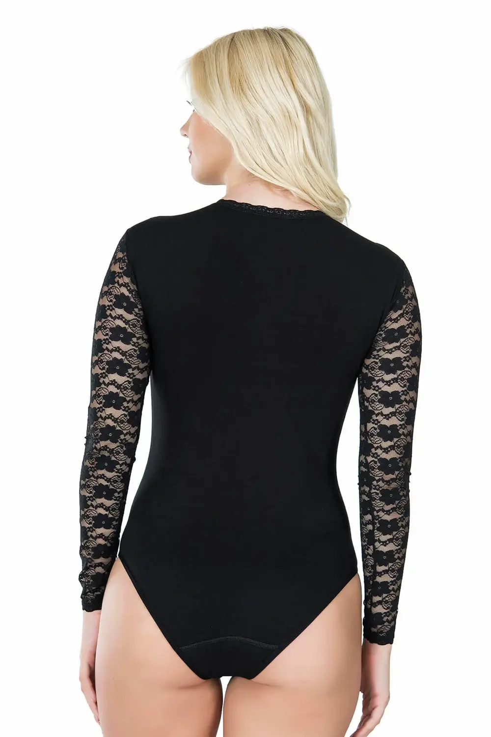 Uzun Kol Dantelli Kadın Body 342