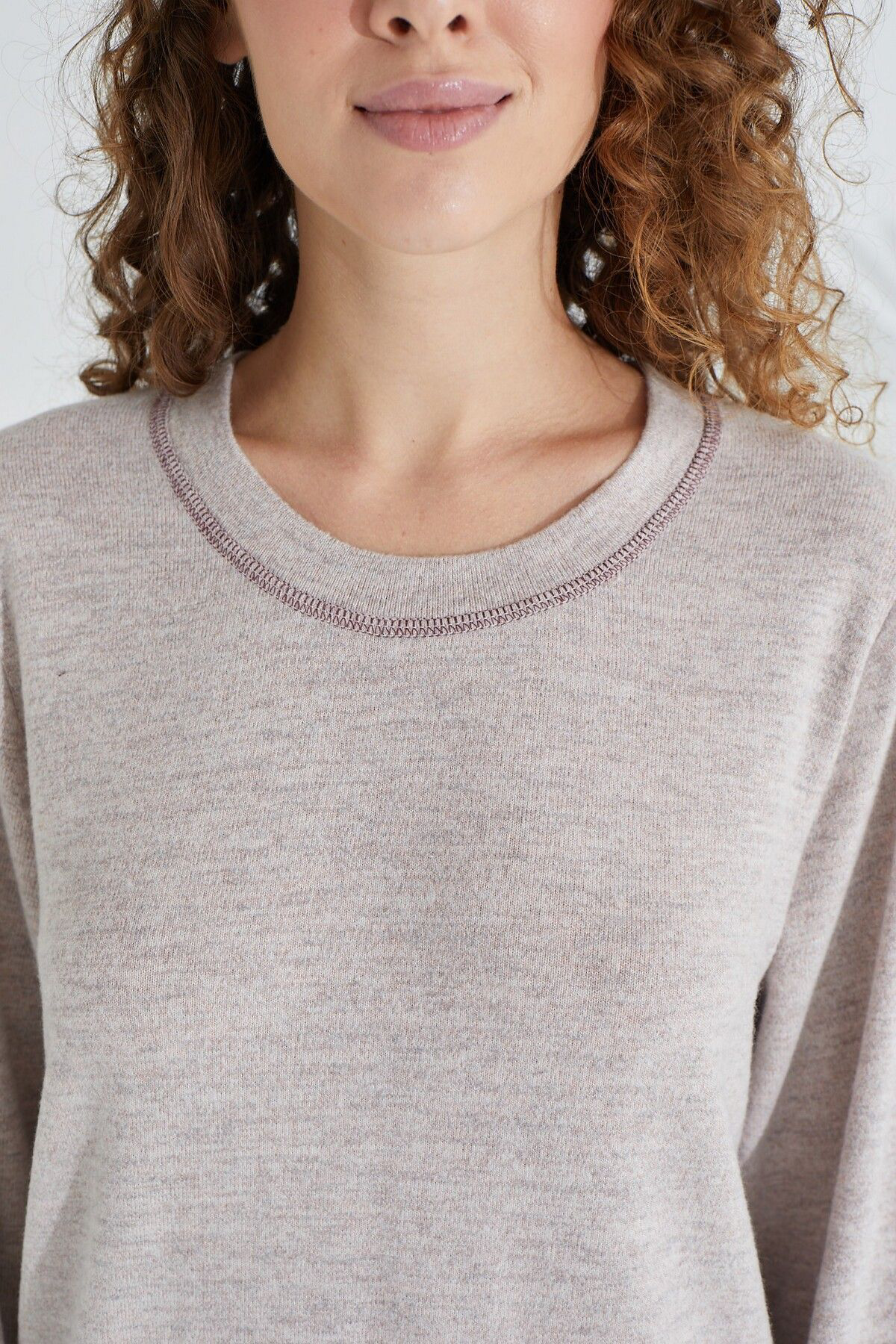 Zen Uzun Kol Deve Tüyü Pamuklu Kadın Pijama Takımı