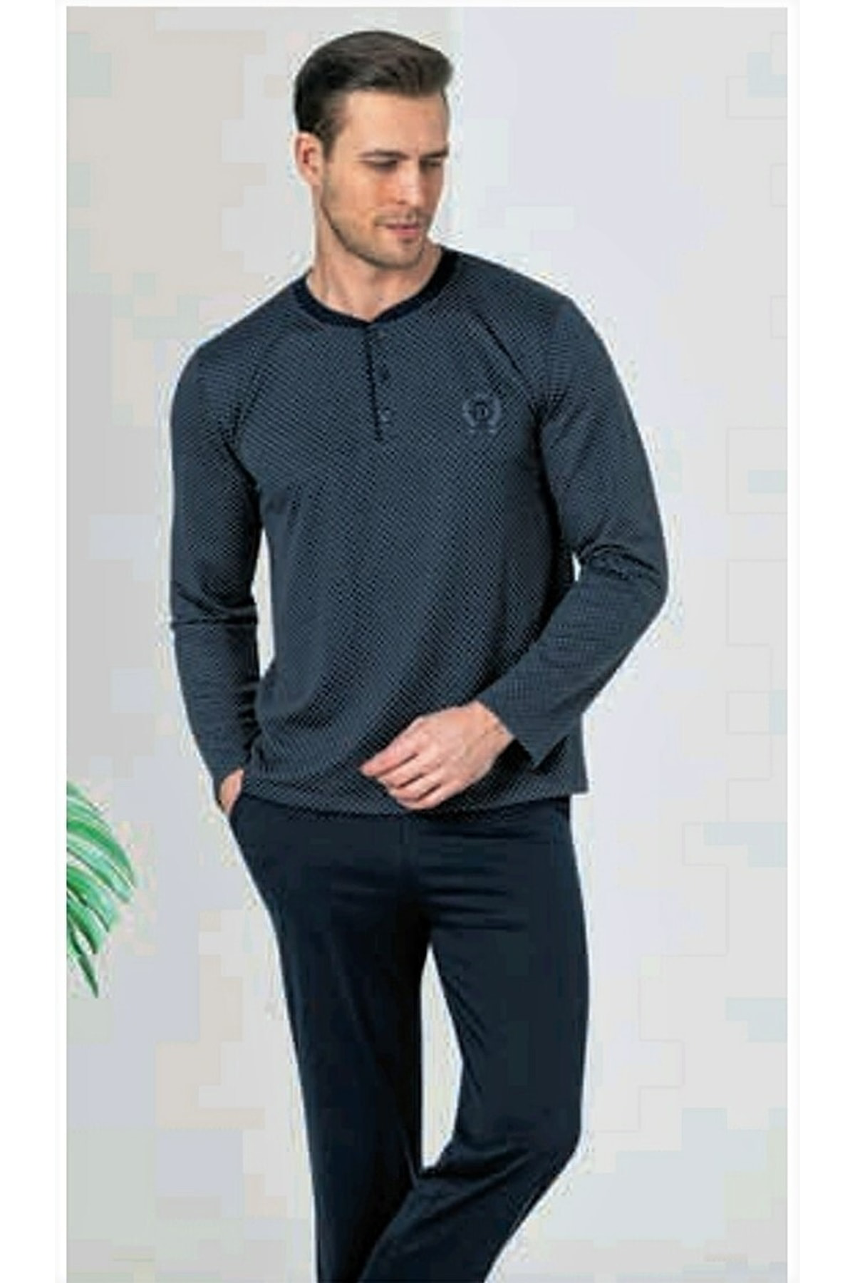 Uzun Kol Erkek Pijama Takımı Lacivert