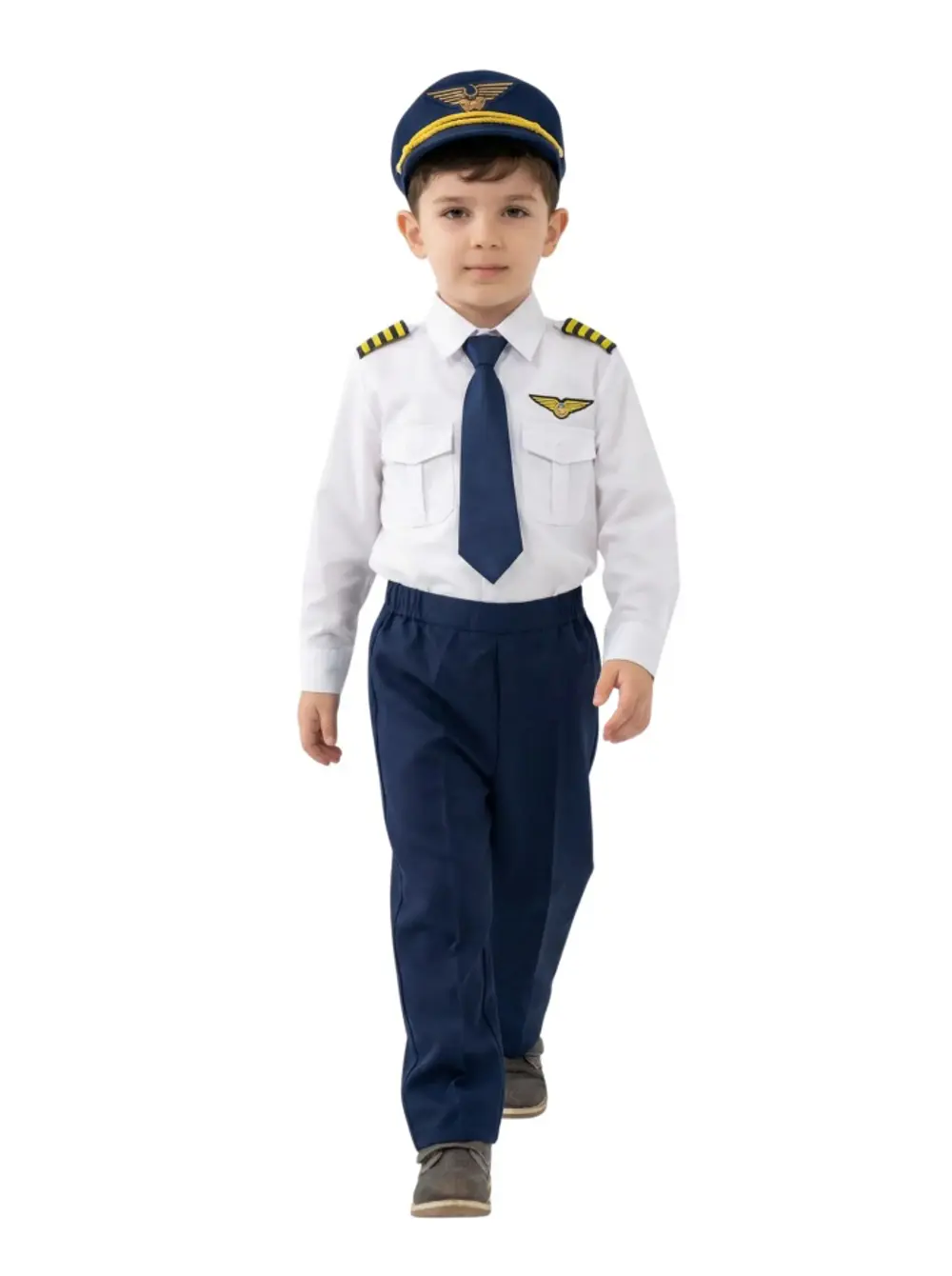 Uzun Kol Gömlekli Apoletli Erkek Çocuk Pilot Kostümü Uzun Kol Gömlekli Apoletli Erkek Çocuk Pilot Kostümü