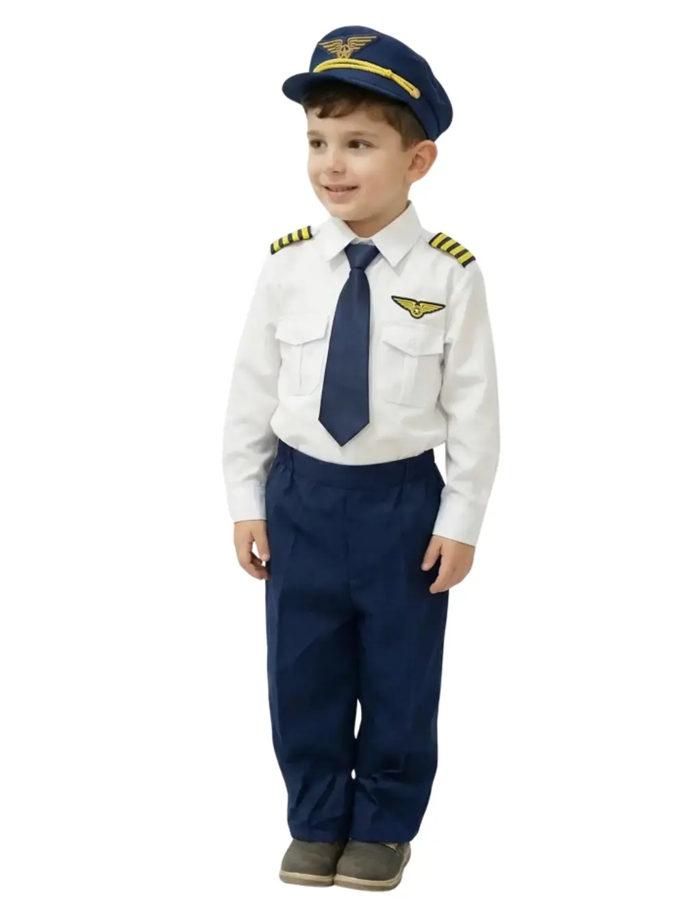 Uzun Kol Gömlekli Apoletli Erkek Çocuk Pilot Kostümü Uzun Kol Gömlekli Apoletli Erkek Çocuk Pilot Kostümü