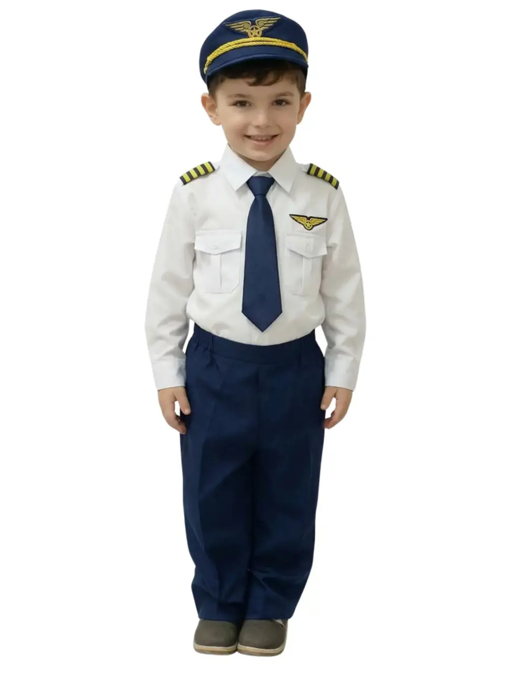 Uzun Kol Gömlekli Apoletli Erkek Çocuk Pilot Kostümü Uzun Kol Gömlekli Apoletli Erkek Çocuk Pilot Kostümü