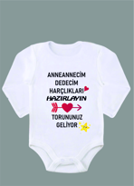 Uzun Kollu %100 Organik Pamuk Baskılı Bebek Body Çıtçıtlı Zıbın Z