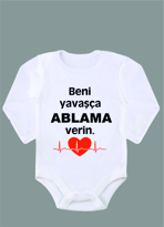 Uzun Kollu %100 Organik Pamuk Baskılı Bebek Body Çıtçıtlı Zıbın Z