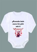 Uzun Kollu %100 Organik Pamuk Baskılı Bebek Body Çıtçıtlı Zıbın Z